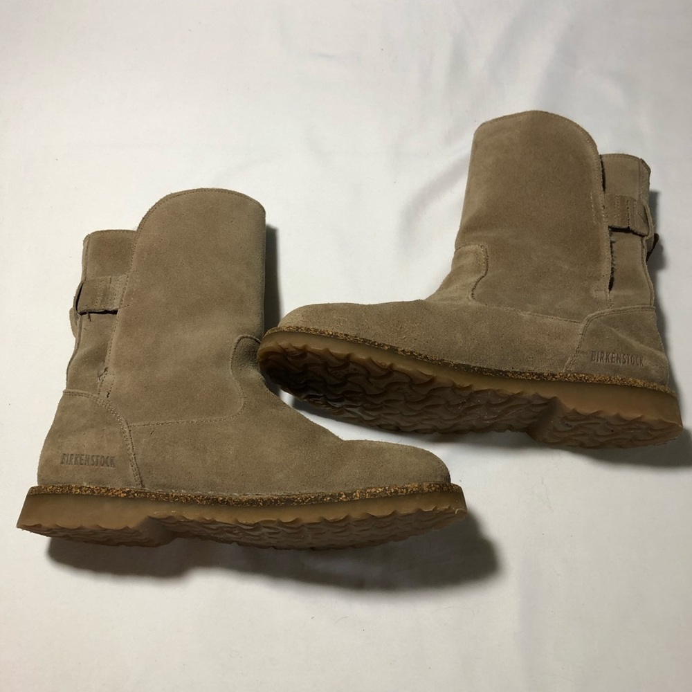 Birkenstock Uppsala Shearling Suede Leather boots gray taupe shearling lining 38 - Picture 6 of 13